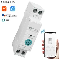 Tuya WIFI inteligente disyuntor interruptor 63A medidor de energía Control remoto por voz temporizador relé 90-300V protección de corriente de voltaje