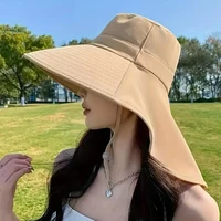 New summer ponytail hat with large brim sun visor women's neck protection fisherman's hat outdoor hat - Image 5