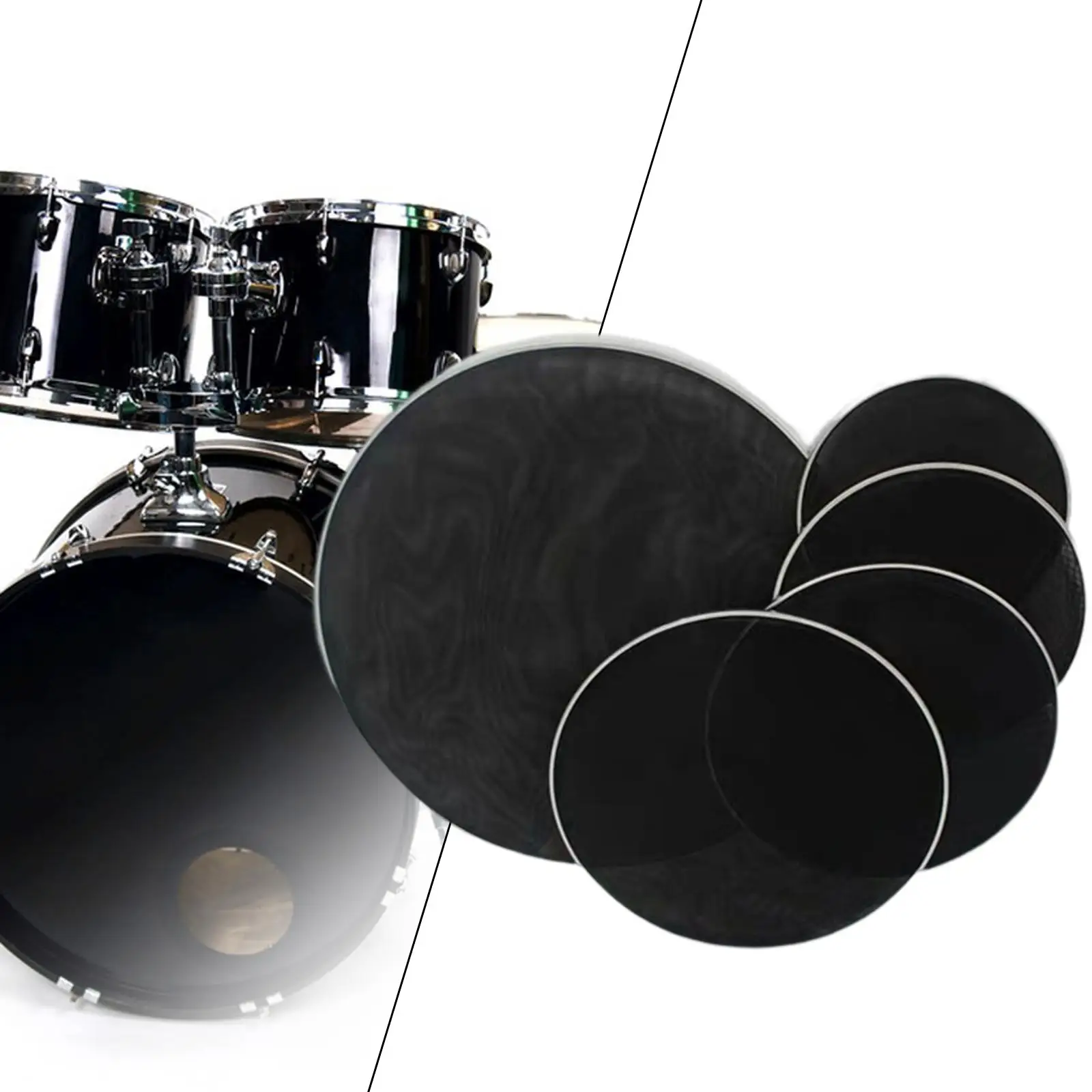 5Pieces Bass Drum Head Skin Round Silent Mute Drumhead Reduces Volume Drum Set Percussion Instrument Part for Musical Lovers