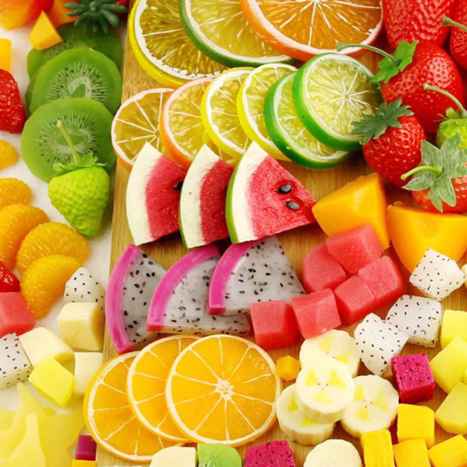 

1Set Realistic Artificial Watermelon and Pitaya Slices Ornament Set for Kitchen Showcase Fruit Teaching Aid Decoration