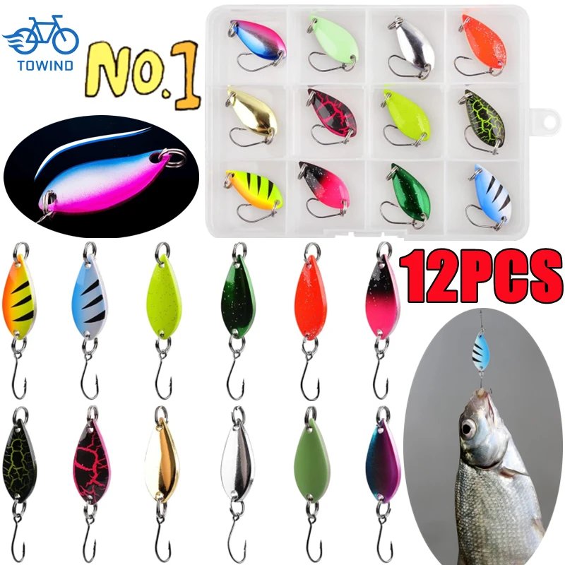 12-1PC Trout Bait Metal Spoon Fishing Lure Wobbler Casting Jigging Tackle Accessories Pesca Multi-color Long-casting Lure Bait