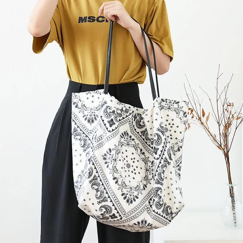 Over Large Paisley Printing Beach Tote Bag Female Teenager Casual Boho Chic Bohemian Gypsy Hippie Fashion Big Capacity Handbag