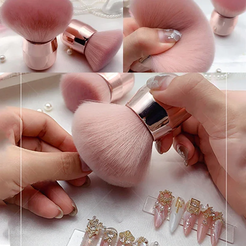 1/2PCS Pincel profesional para decoración de uñas, pincel redondo para pintar, limpiar polvo de gel, pincel de maquillaje, accesorios de manicura, herramientas y equipos.