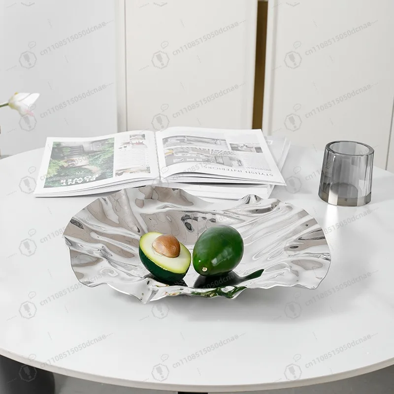 

stainless steel oval fruit plate model room, living room dining table, coffee table, home desktop ornament, high-end niche