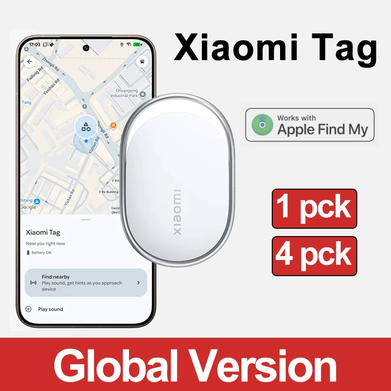 

Набор из 4-х устройств Xiaomi Tag с защитой IP67, совместимых с Apple Find My и Google Android Find Hub, умные устройства для предотвращения потери, Bluetooth 5.4