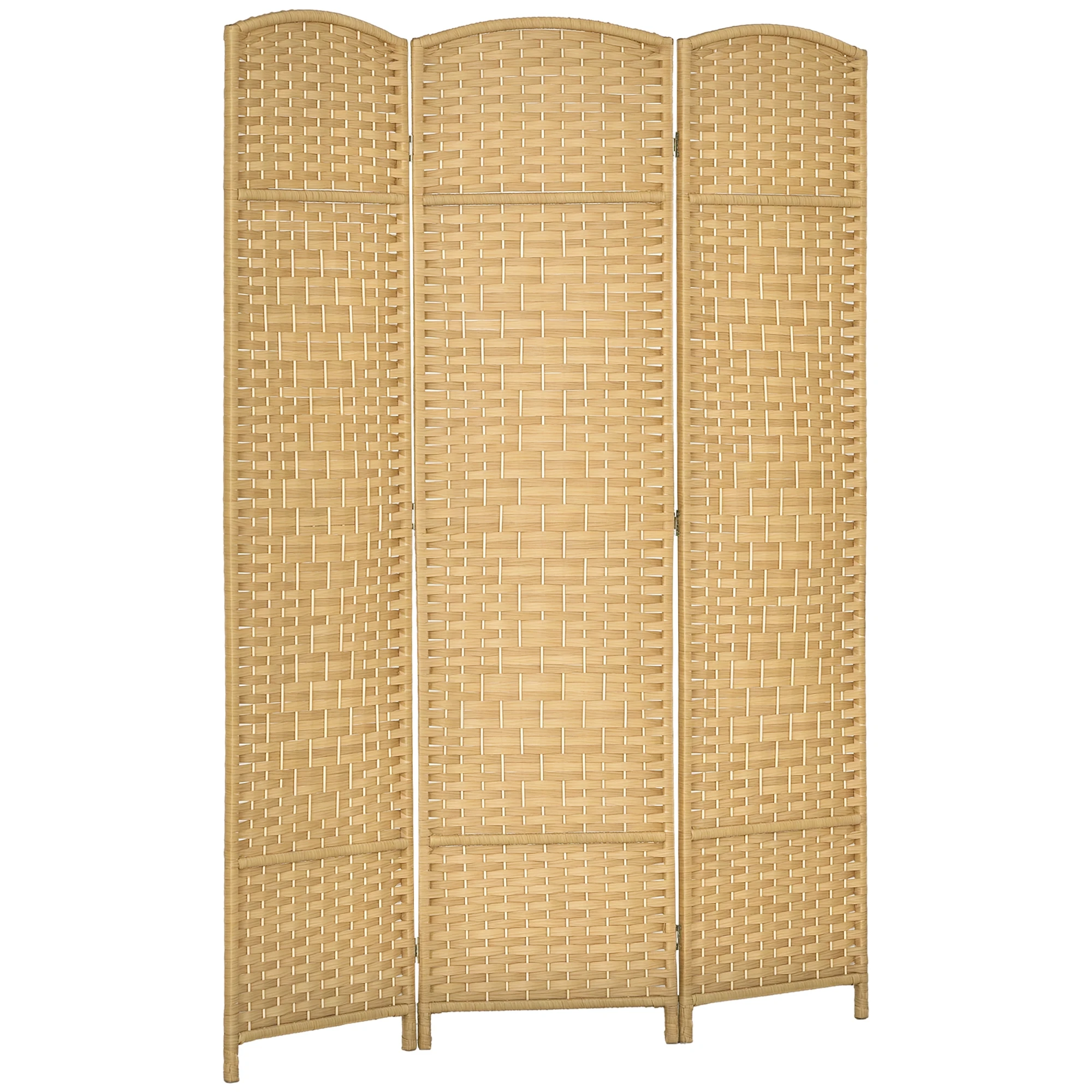 Paravent intérieur en bois 3 panneaux séparateur de pièce pliable pour salon chambre 135 x 180 cm bois naturel