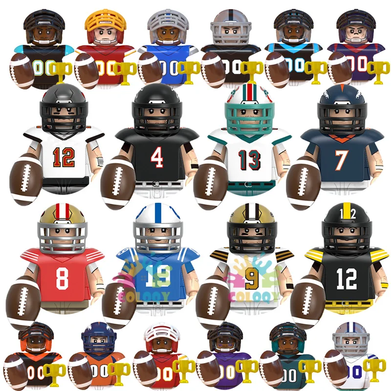 

New Kids Toys American Football Player Building Blocks Rugby Sport Stars Mini Action Figures Toys For Children Birthdays Gifts