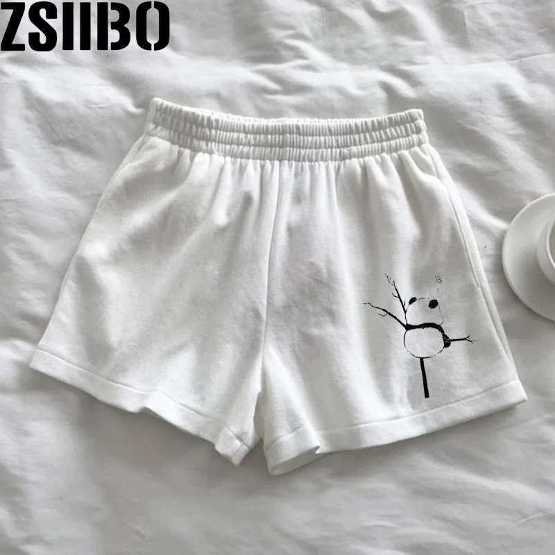 Panda Cute PrintHip Hop Shorts Summer Loose fitness yoga drawstring waist casual shorts ycling Running Fitness High Waist Push