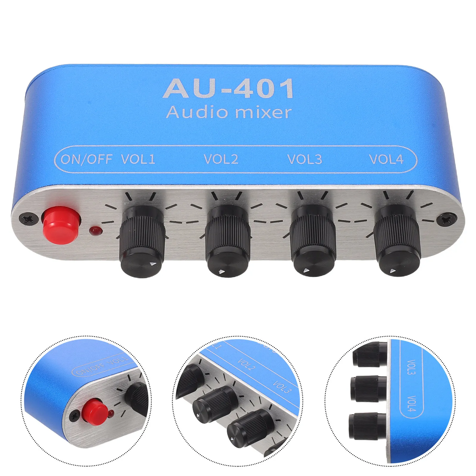 Mixer de Áudio de 4 Canais Compacto com Entrada Estéreo de 3,5mm, Dispositivo Mini de Mixagem de Música, Amplificador de Som Estéreo Portátil de Alta Fidelidade