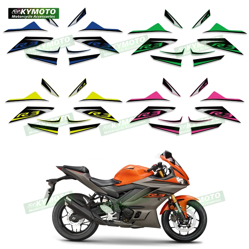 

for Yamaha YZF R3 YZF-R3 2019 2020 2021 2022 Motorcycle Accessories Fairing Sticker Full Car Kit Reflective Waterproof Sticker