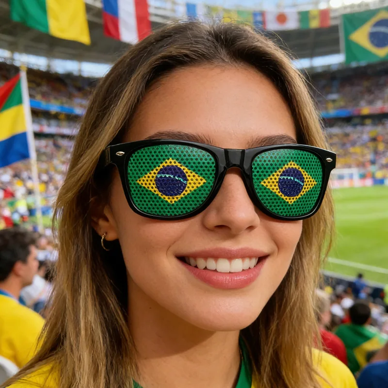 National Flag Sunglasses Black Frame Sun Glasses Decorative Eyeglasses Frames for Party  Cosplay Spectacles football match Gift