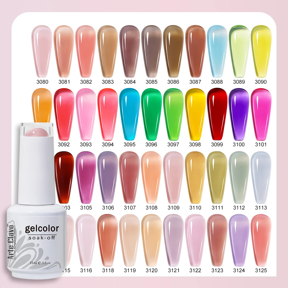 Arte Clavo 15Ml Doorschijnende Gel Nagellak Weken Van Top Coat Lakiery Hybrydowe Vernis Jelly Gel Lak Uv Gel Nails Art Hybride