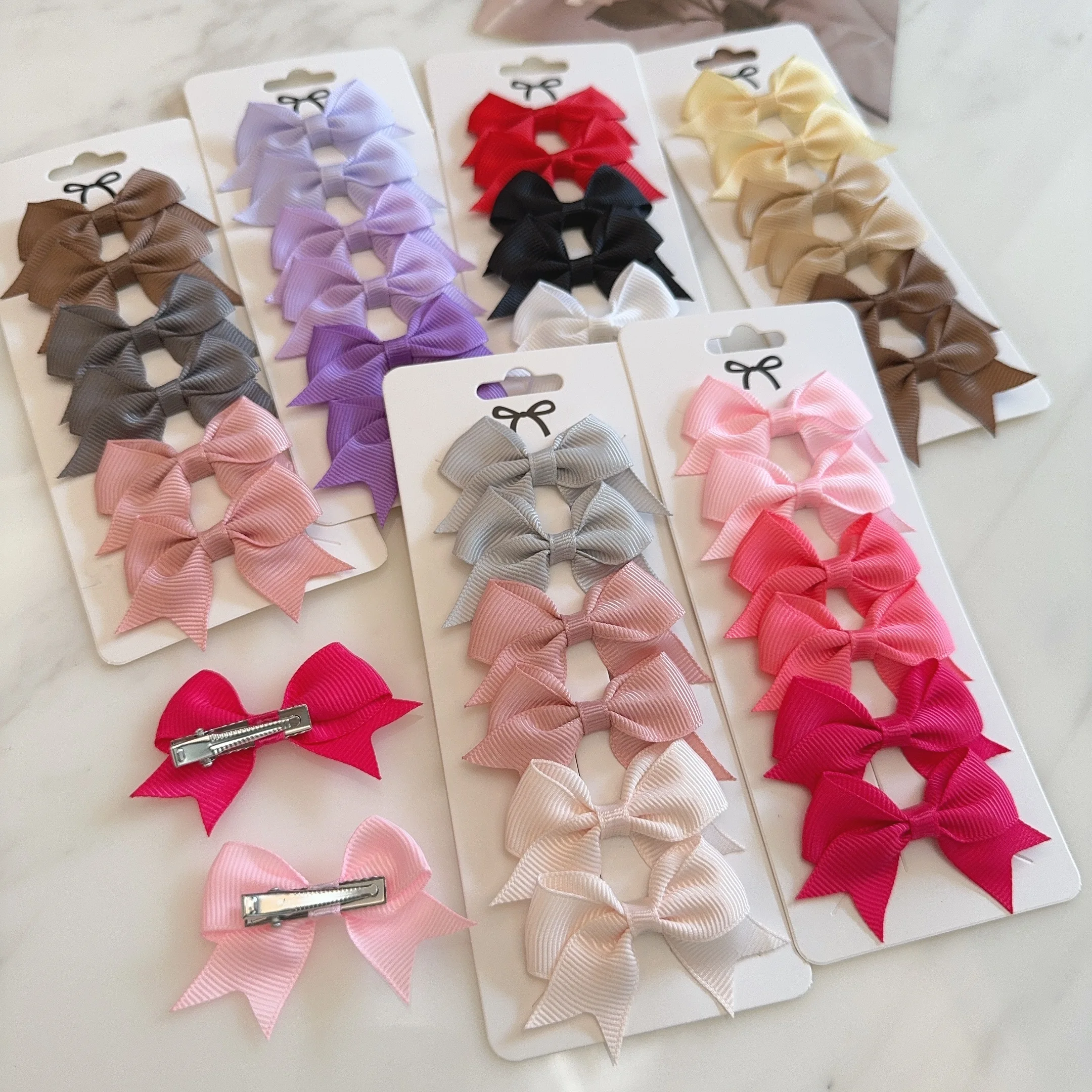 6 ชิ้น/เซ็ตใหม่น่ารักริบบิ้น Bowknot คลิปผมสําหรับเด็กทารก Handmade Bows Hairpin Barrettes Headwear เด็กอุปกรณ์เสริมผม