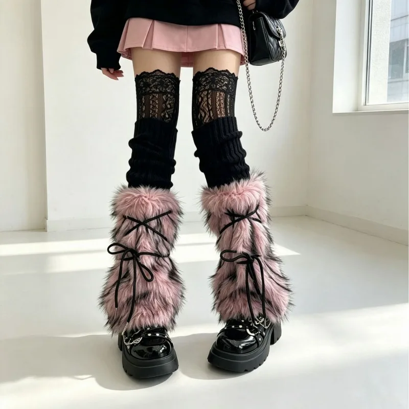 aquecedores-de-pernas-de-pelo-sintetico-estilo-y2k-para-mulheres-punhos-de-perna-volumosos-alternativos-com-laco-de-amarrar-capas-de-bota-goticas-punk