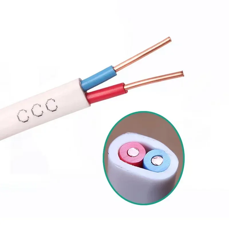 5 Meters Home Improvement White Two-core Copper Wire and Cable BVVB Hard Core 2 * 1/ 1.5/ 2.5/ 4/ 6 Mm Sheathed Wire