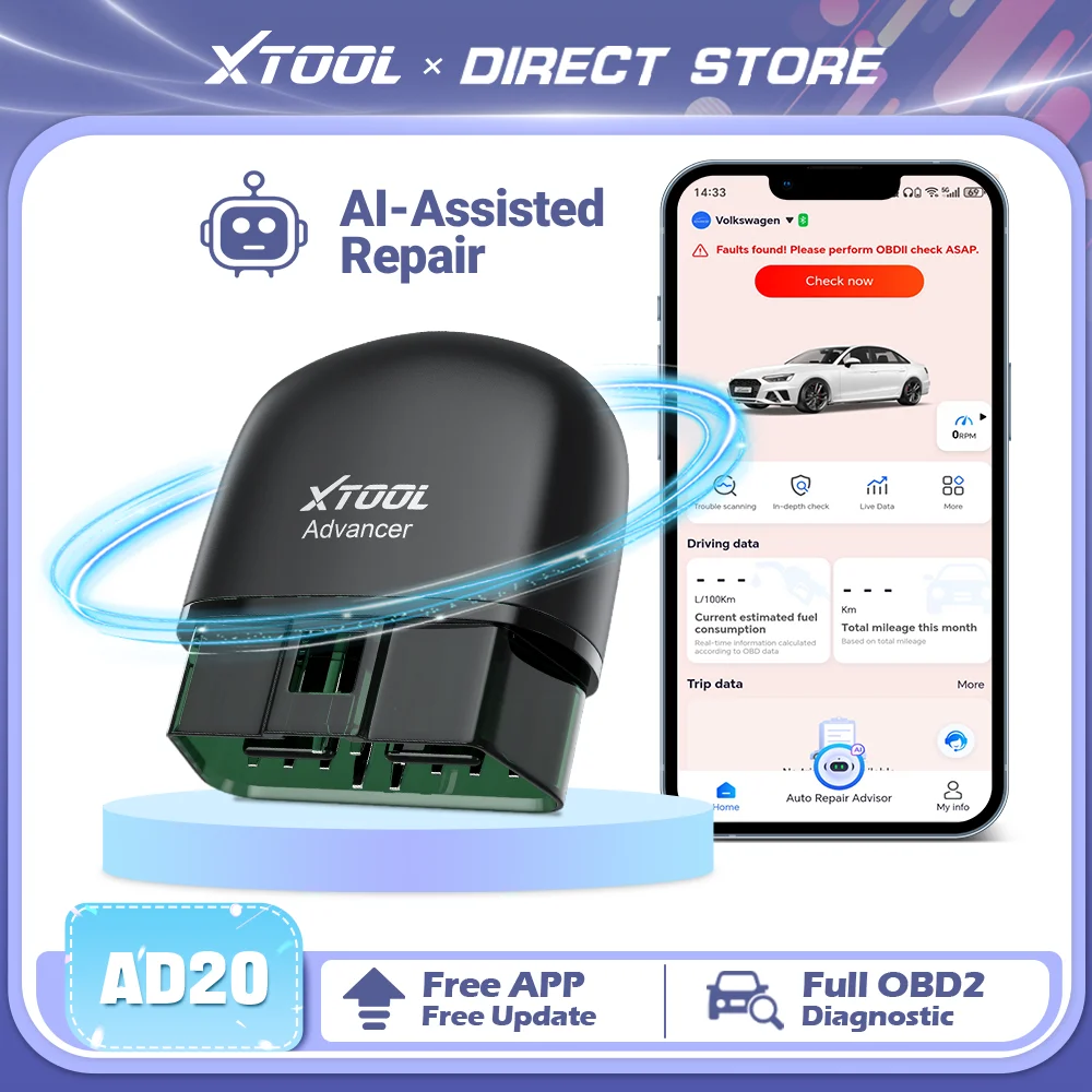Escáner OBD2 XTOOL Advancer AD20 2026, herramienta de reparación asistida por IA, lector de códigos, herramientas de diagnóstico OBD 2, actualizaciones gratuitas de por vida, aplicación gratuita para iPhone/Android