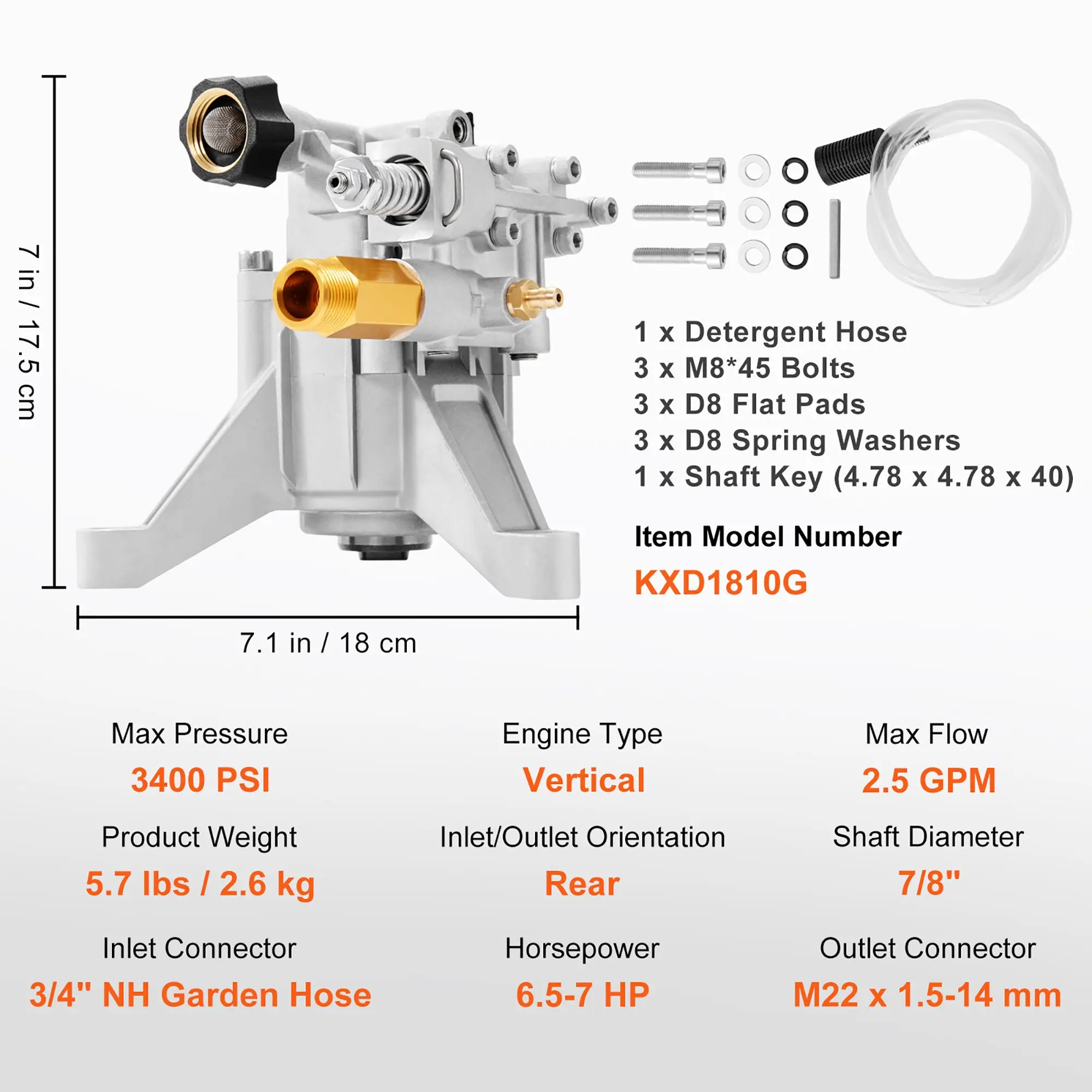 Pressure Washer Pump, 7/8