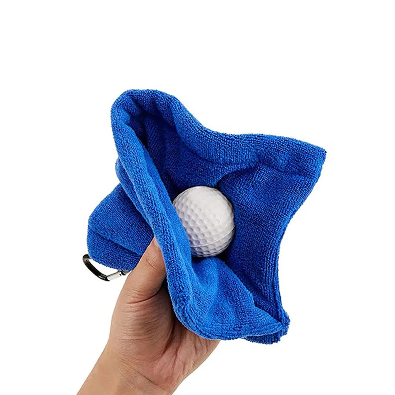 1PC Square Golf Balls Cleaning Towel with Carabiner Hook Golf Cart Wipe Cleaner Microfiber Water Absorption Clean Golf Club Head