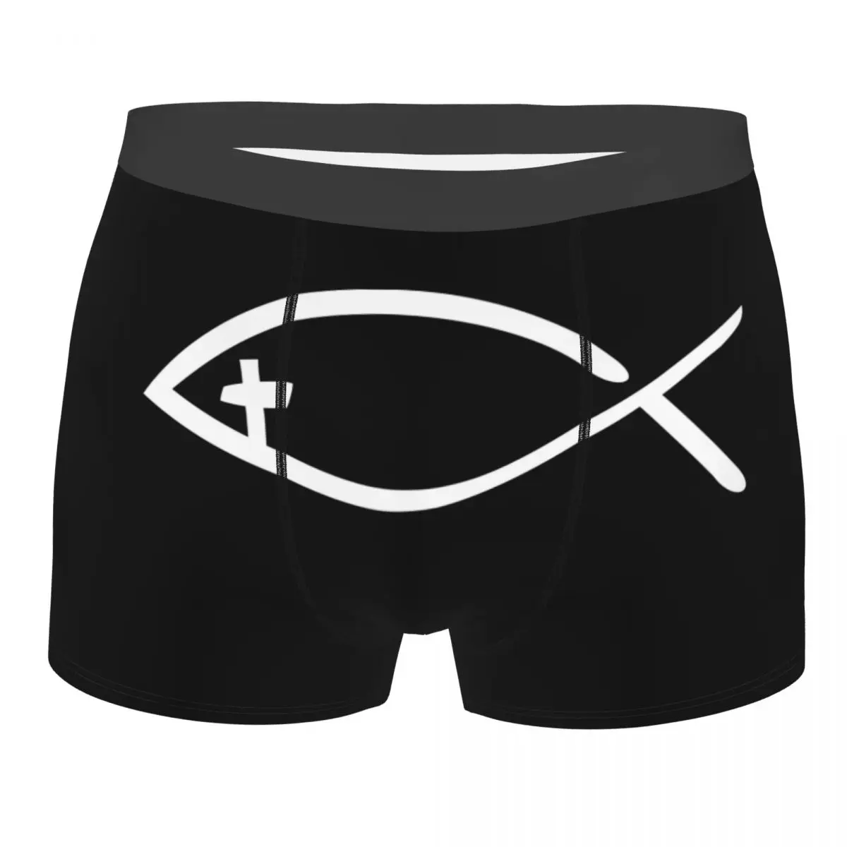 

Нижнее белье с крестом Иисуса на заказ, мужские эластичные христианские трусы-боксеры, шорты, мягкие трусы для Homme