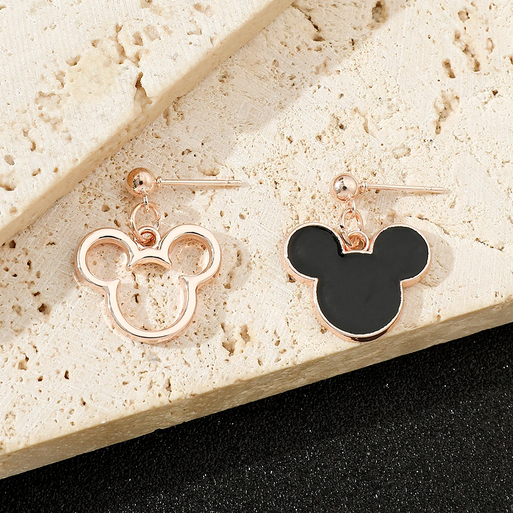 Fashion Simple Disney Enamel Cute Mickey Mouse Earrings for Women Drop Earrings Jewelry Minnie Ear Studs Jewelry Girls