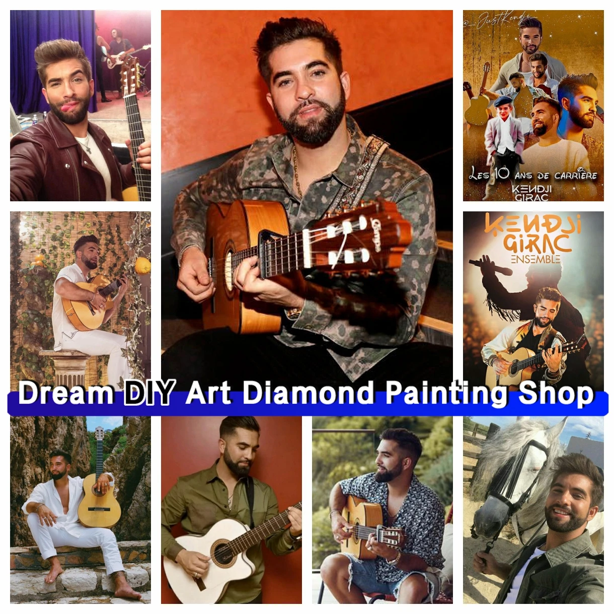 

French Pop Singer Kendji Girac 5D DIY Drills Diamond Painting Embroidery Portrait Cross Stitch Rhinestone Mosaic Home Decor