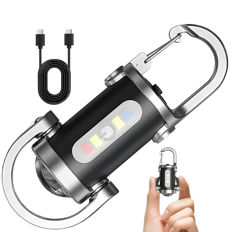 Lanternas recarregáveis usb do chaveiro, 800lm edc cob luz de trabalho tocha ultra brilhante mini lanterna portátil para busca caminhadas
