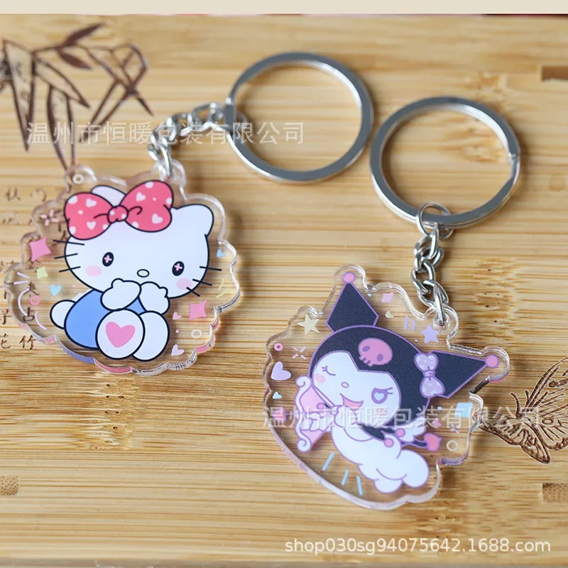 Sanrio Anime Kuromi Hello Kitty Cinnamoroll Kawaii Girl Keychain Cosplay Accessories Car Key Pendant Cute Doll Boy Girl Toy Gift