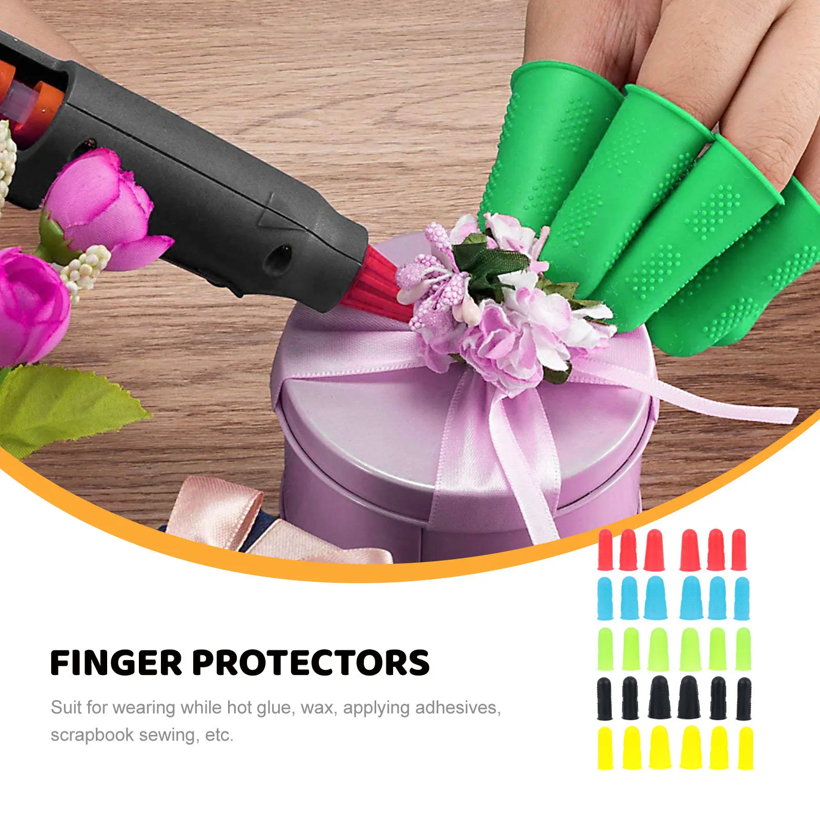 

30Pcs Silicone Finger Tips Easy on Off Washable Protective Sleeves for Burn Puncture Prevention Craft Work Insulation Finger
