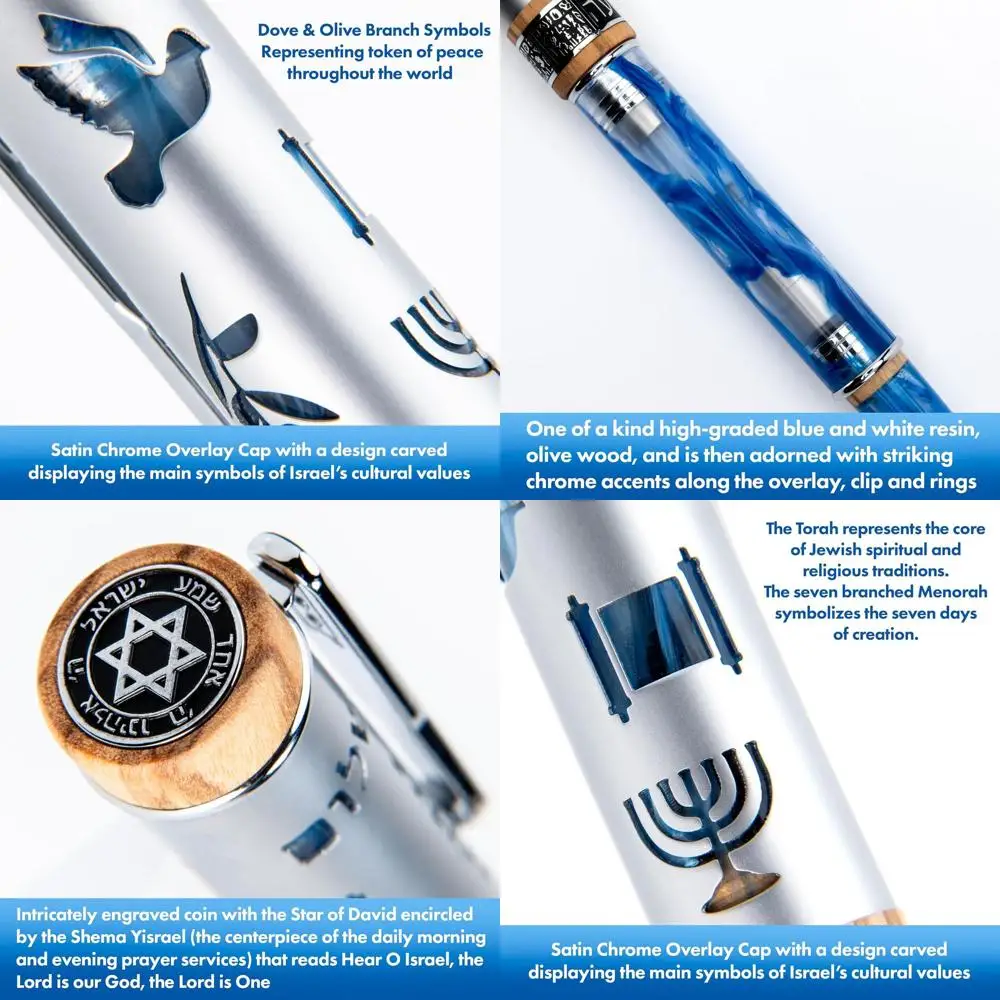 

Limited Edition 1948 Diamond Jubilee Israel 75th Anniversary Fountain Pen with Stub Nib - Exclusive Judaica Gift