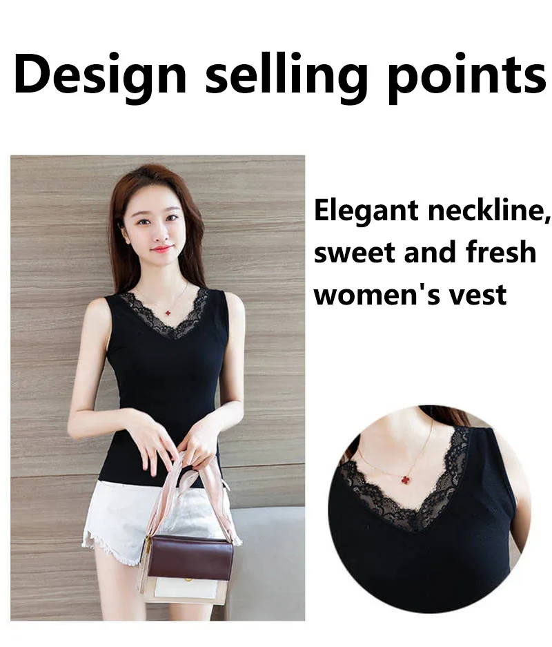 Women's vests summer top tank tops size V-neck lace camisole women's outer wear sexy slim fit skin-friendly base camisoles vest