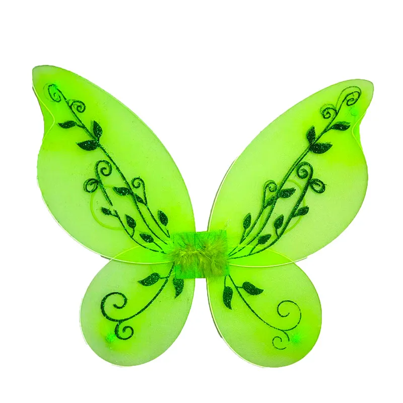 Mädchen Grüne Fee Cosplay Requisiten Kinder Schmetterlingsflügel Stirnband Zauberstab Party Tinkerbell Cosplay Verkleidungs-Sets