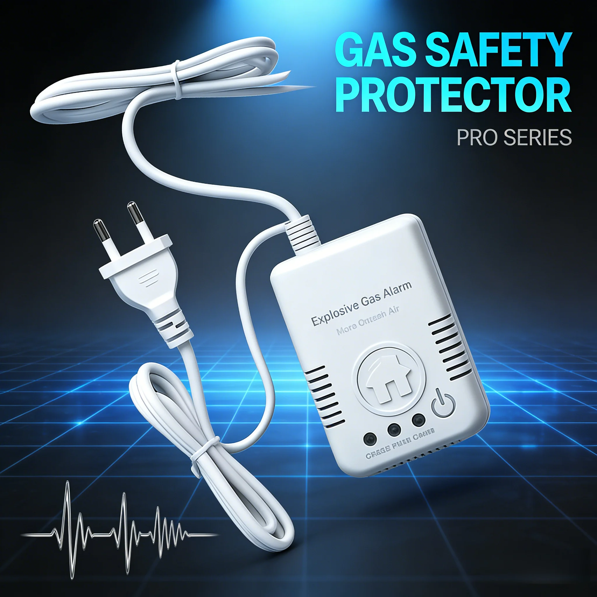 Semiconductor Sensor Gas Leak Alarm 100-250V, 85dB Alert 7% LEL for Home Kitchen Gas Detection