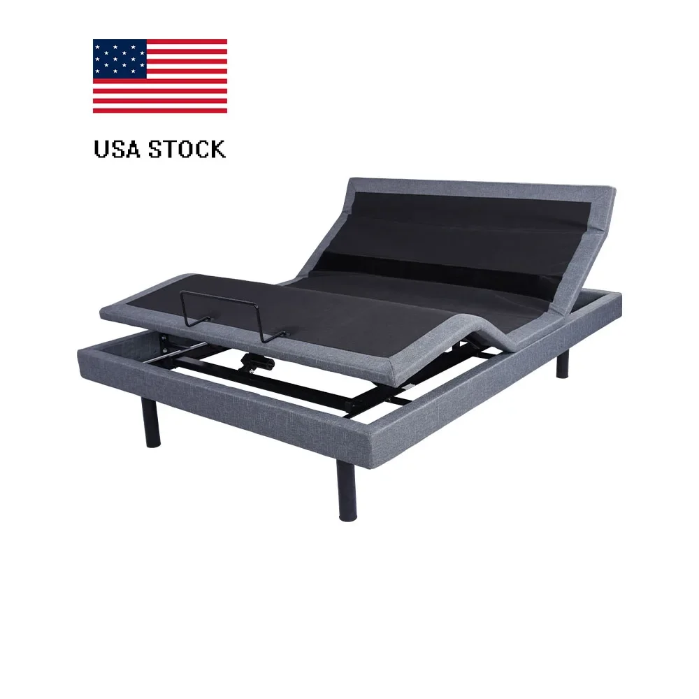 

Tecforcare Usa In Stock Warehouse Queen King Size Adjustable Back Support Bed Frame With Massage Metal Bed Bases