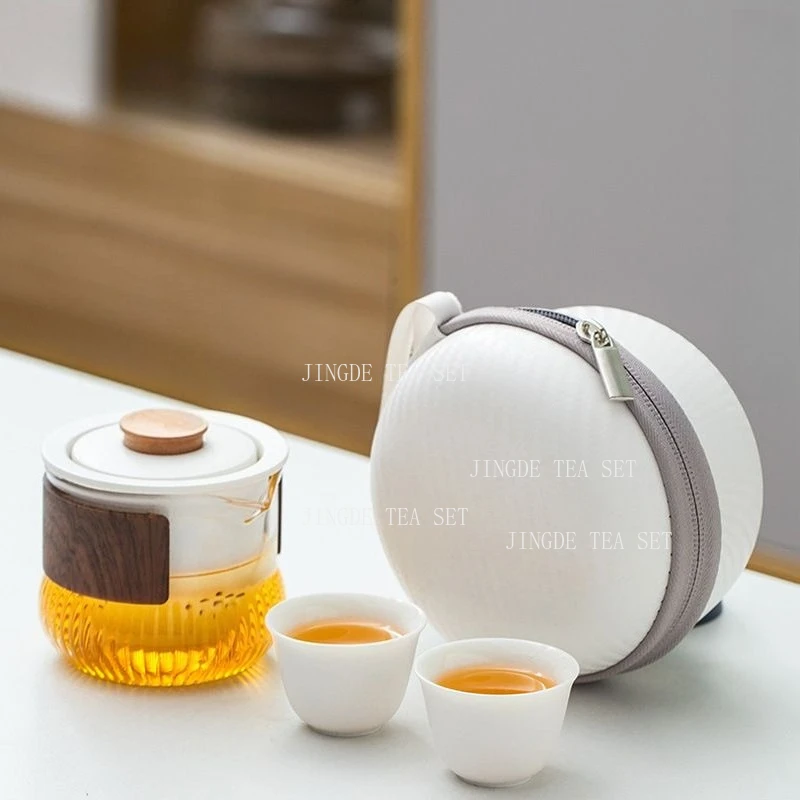 

1 Pot and 2 Cups of Black Pottery Portable Tea Set for Storage and Travel Ceramic Quick Cup Set Chinese Drinking Utensils