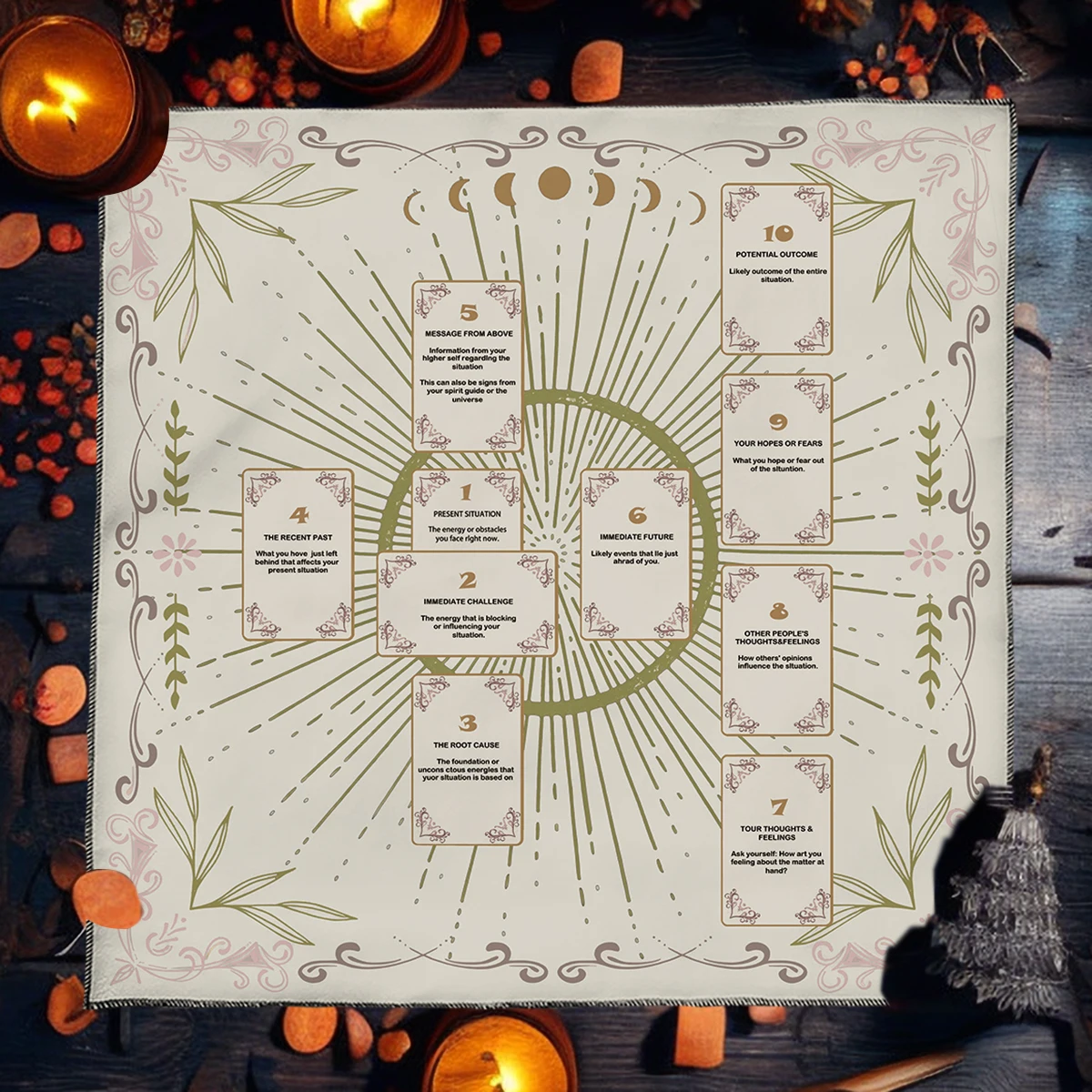 Keltisches Kreuz Altartuch Tarot Karte Tischdecke Hexe Mond Wahrsagerei Tischdecke für Tarot Matte Witchy Geschenke Dekor Kartenblock – Detail 9