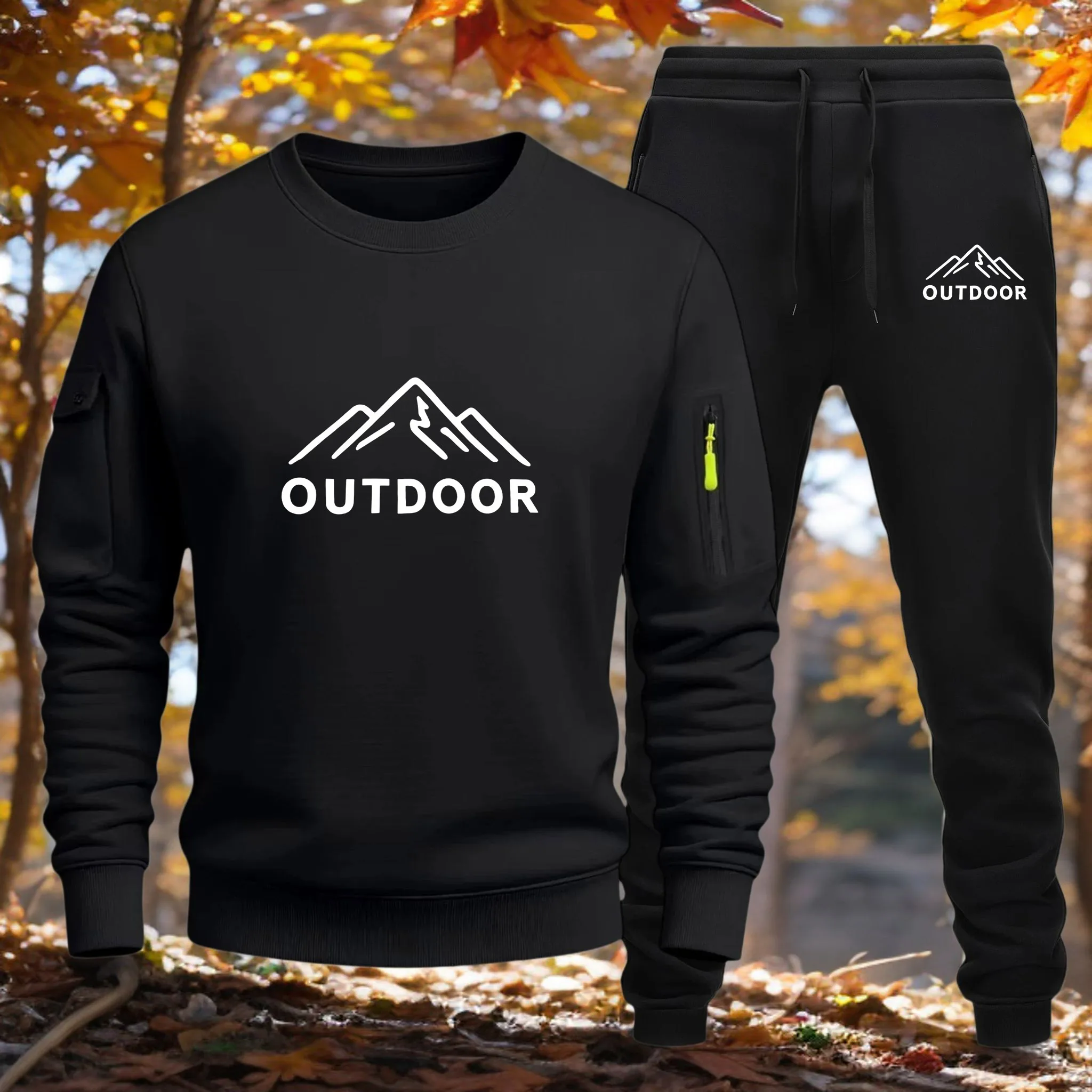 Print Men Autumn Sweatshirt Set Couple'S Casual Two Pieces Sets Fashion Jogging Tops Loose Sweatshirts
