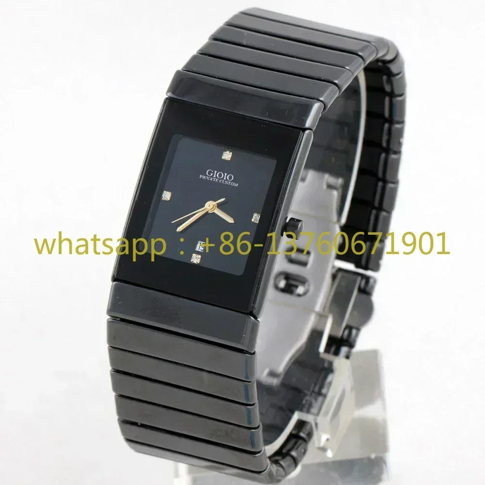 Luxury New Mens Womens Quartz Watch Black White Ceramic Date Square Watches With Date Sports