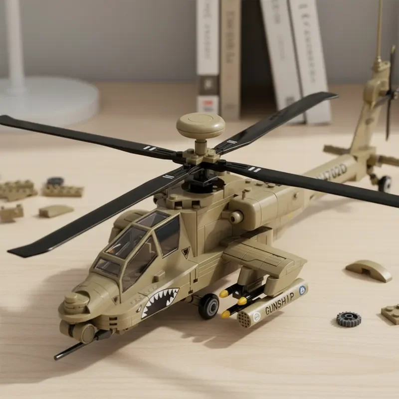 

MOC 259 шт. AH64 военный вертолет строительные блоки армейские спецназ технический оружие модель кирпичи креативный подарок для мальчиков и мужчин