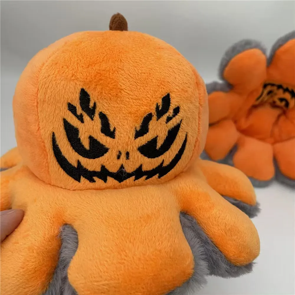 Halloween Series The Original Reversible Octopus Plush Toys Pumpkin Demon and Spider Plushie Stuff Doll Room Decor For Gift