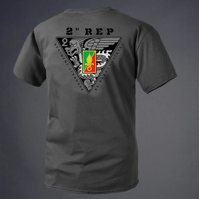 Summer New Military-style French Foreign Legion Theme Series Second Regiment Dragon Logo Round-neck Short-sleeved Shirt