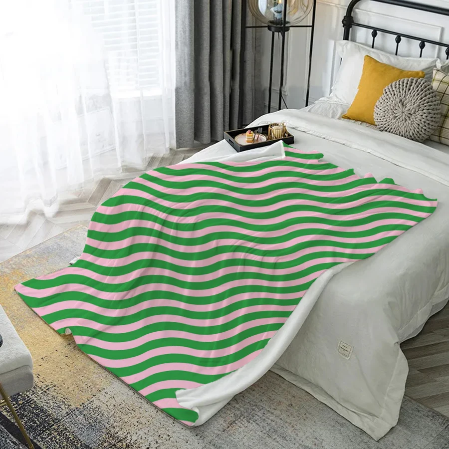 

Wavy Stripes Blanket Microfiber Flannel Cover Blanket Bedroom Living Room Sofa Soft And Comfortable Home Decoration