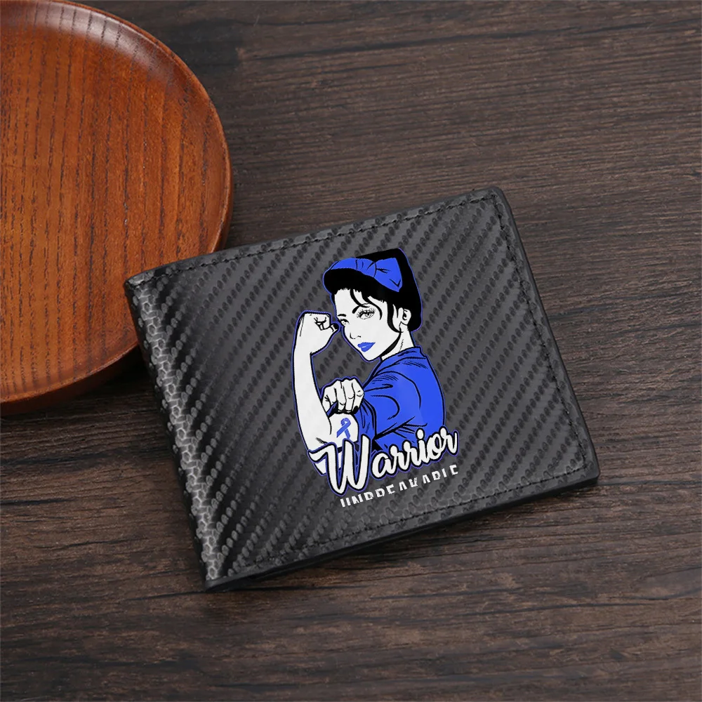 Woman flexes arm bow ribbon word Men's Wallets Simple Business Modern Stylish Printing Design Gifts For Father Boyfriend Christm