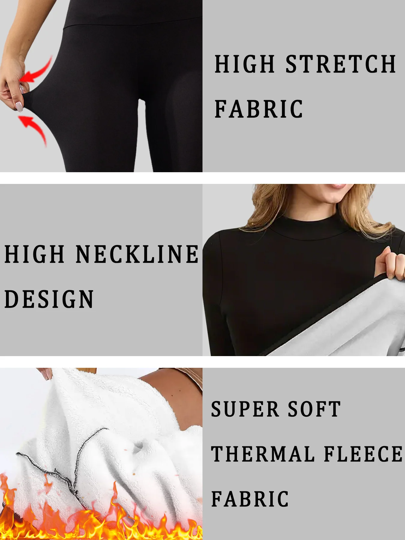 أطقم ملابس داخلية دافئة فائقة النعومة برقبة عالية مع أطقم تدريب مبطنة بالصوف السميك أطقم بيجامات شتوية للطقس البارد #4