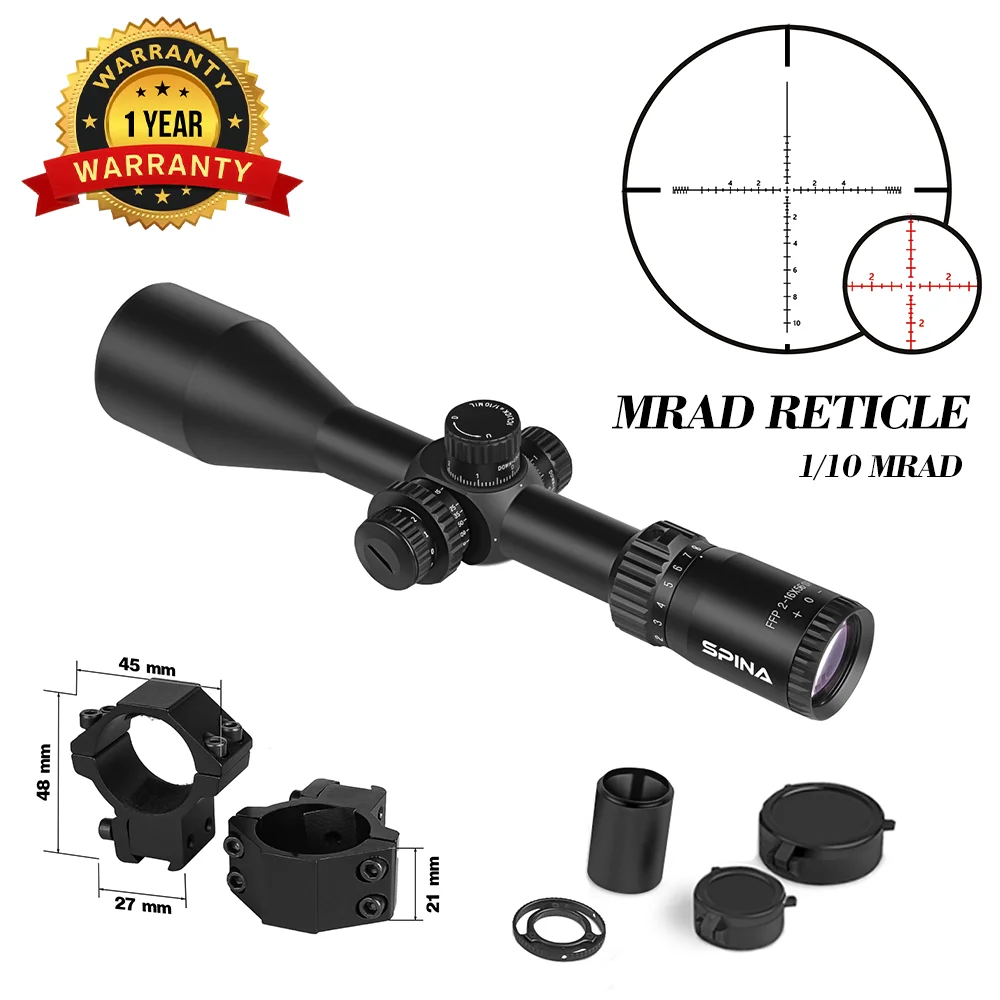 SPINA OPTICS FalconPoint 2-16x56 FFP Richtkijker 1/10MIL Zijdelingse parallax 10-200m Tactische jachtkijker PCP AR15 22LR .338 .556