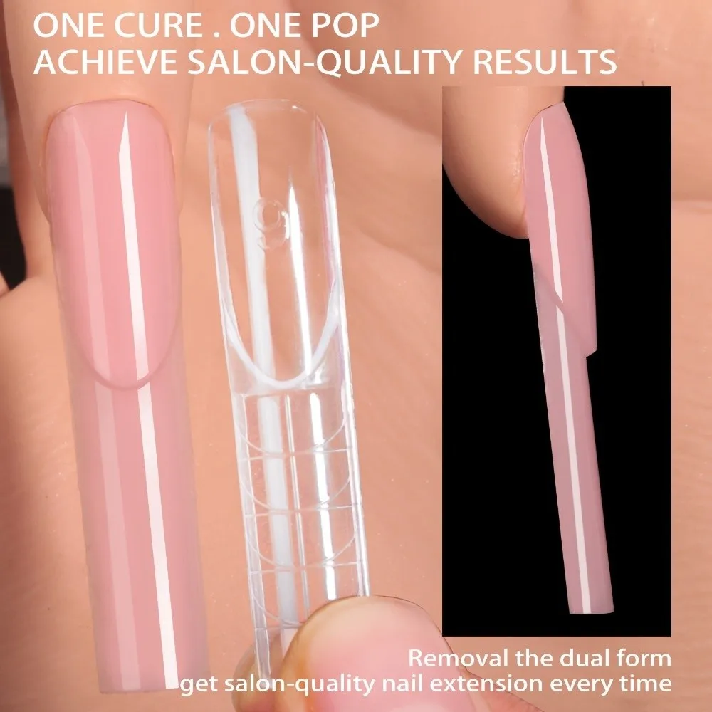 

150Pcs New Transparent False Nail Full Cover Quick Building Nail Forms 15 Sizes Smart French Line Builder Mold for Manicure Tool
