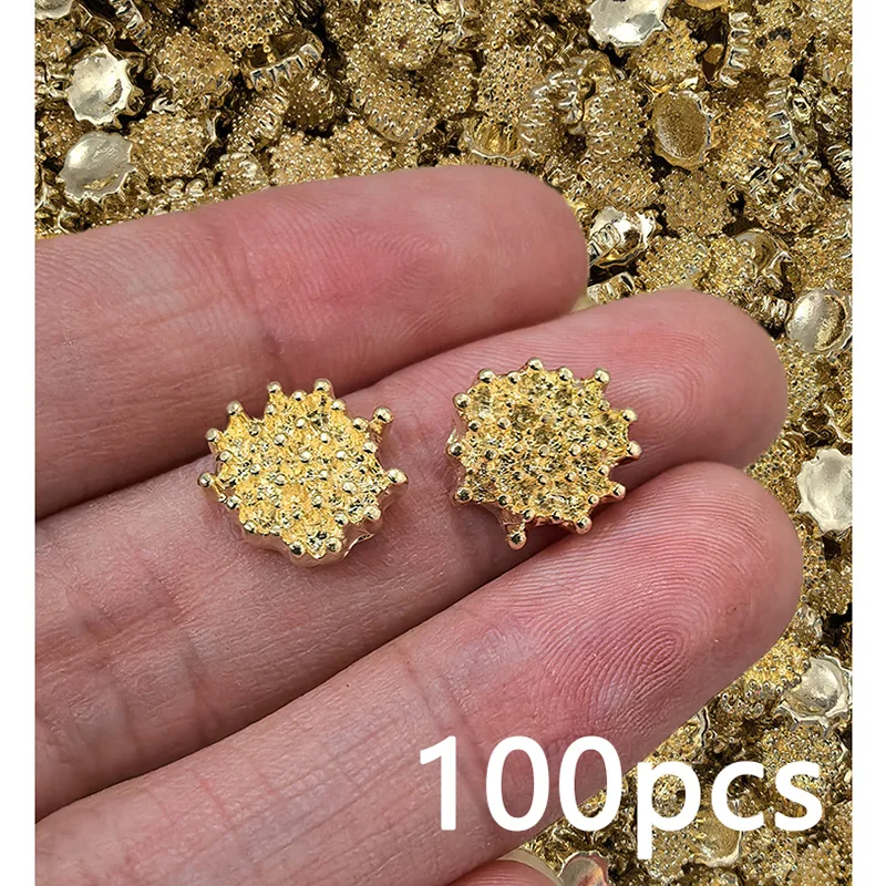 

Bulk 100pcs 10mm Golden Flower Stamen Alloy Flatback Embellish DIY Earring Parts Findings Jewelry Accessory