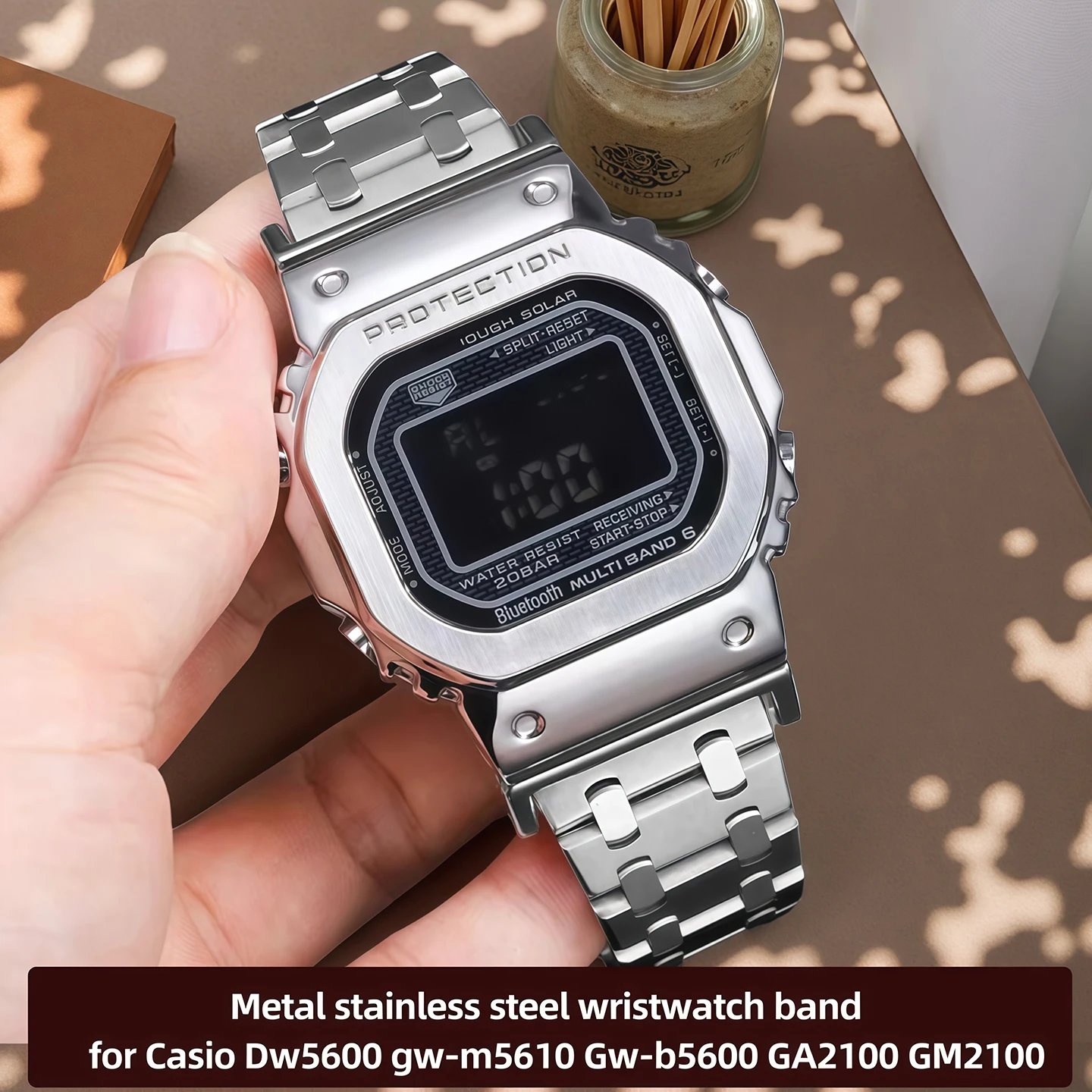GM-5600 pulseira de relógio para casio g-shock dw5600 gw-m5610 Gw-b5600 ga2100 gm2100 metal pulseira de aço inoxidável modificado dinheiro masculino
