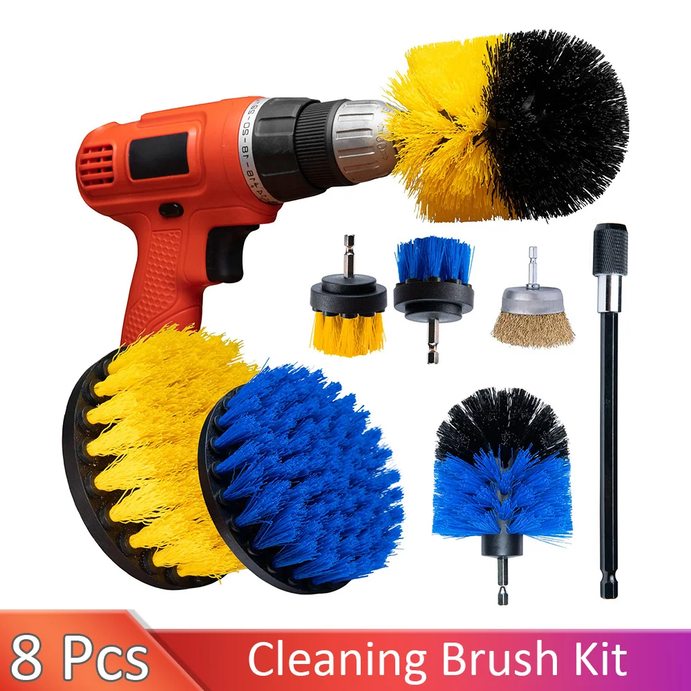 

8 Pcs Drill Brush Attachment Multipurpose Drill Brushes Set for Cleaning of Bathroom Kitchen Grout Pool Flooring