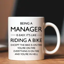 Being A Manager Is Easy Mugs For Manager Gifts for Women Men Gifts Birthday Gifts Novelty Coffee Ceramic Tea Cups White 11 oz