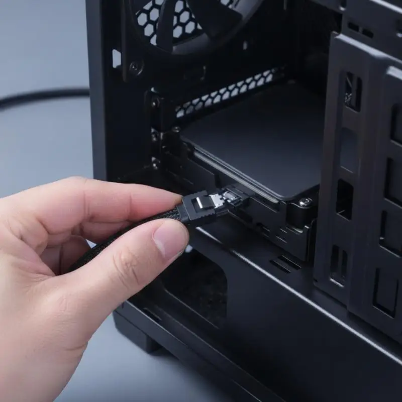 High Performance Braided SATA 3 Cable 6Gbps 90° Right Angle Connector for PC Internal SSD HDD Data Transmission